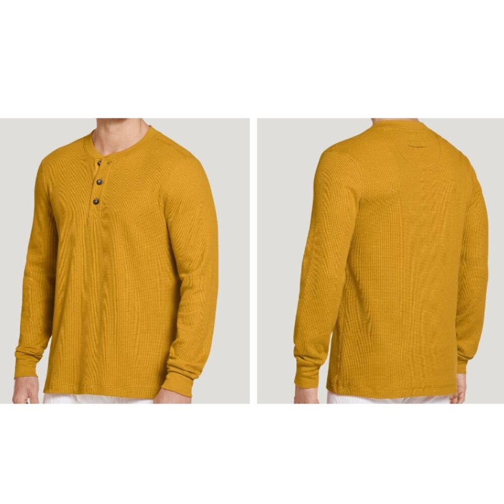Jockey Long Sleeve Waffle Henley - Warm Cider Color - Multiple Sizes Available